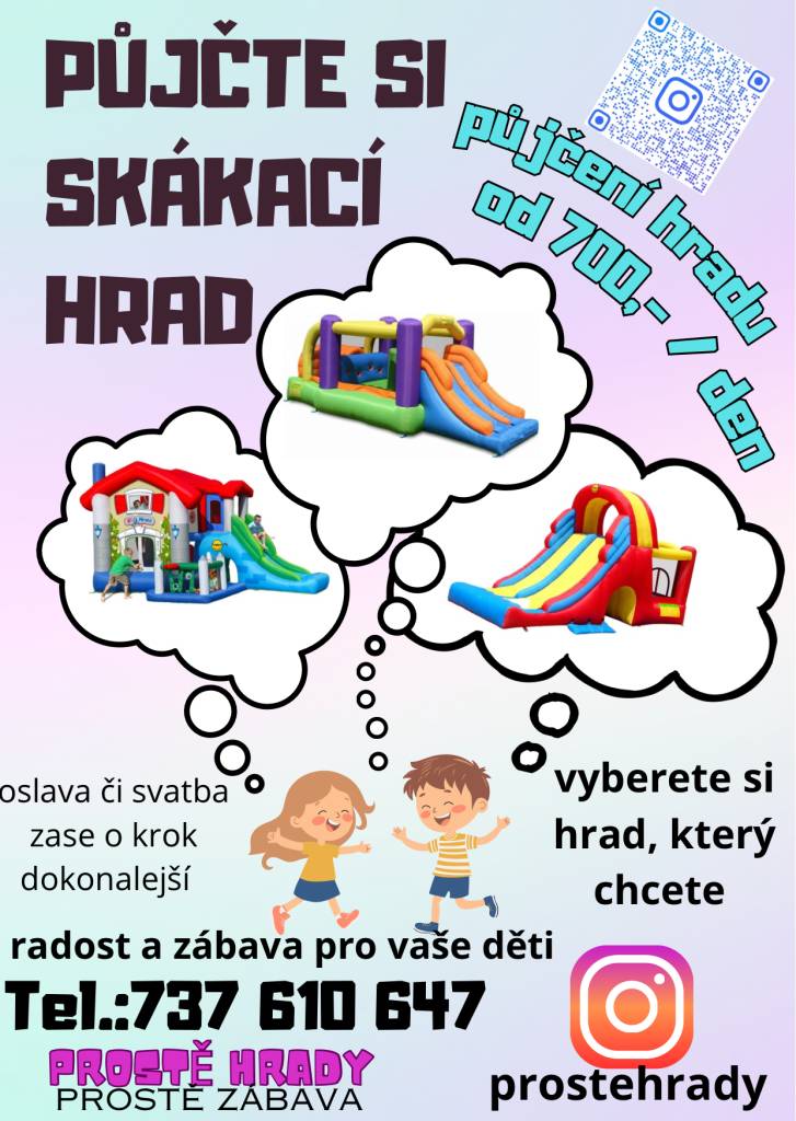 Půjčte si skákací hrad.  Půjčení hradu od 700,-/na den.