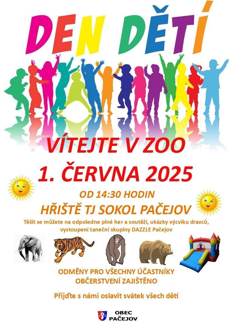 Zveme vás se svými ratolestmi na oslavu Dne dětí tuto neděli 1.6. od 14:30 na hřišti TJ Sokol. Rozmanité soutěže i odměny připraveny.Těšíme se na vás.