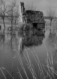Němci zatopené území mezi Bergues a obrannými pasy, Francie, únor-březen 1945.