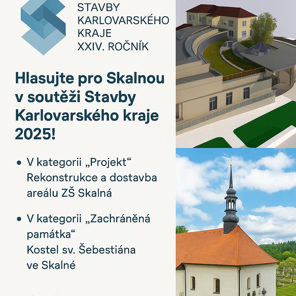 Veřejné hlasování v soutěži Stavby Karlovarského kraje je spuštěno – Skalná má dva zástupce!