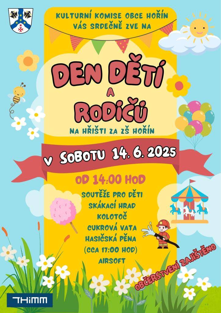 V sobotu 14. června 2025 od 14:00 hodin proběhne Den dětí a rodičů.  Připraveny budou soutěže pro děti, skákací hrad, kolotoč, cukrová vata, airsoft a na závěr oblíbená hasičská pěna.  Zajištěno je také občerstvení.
