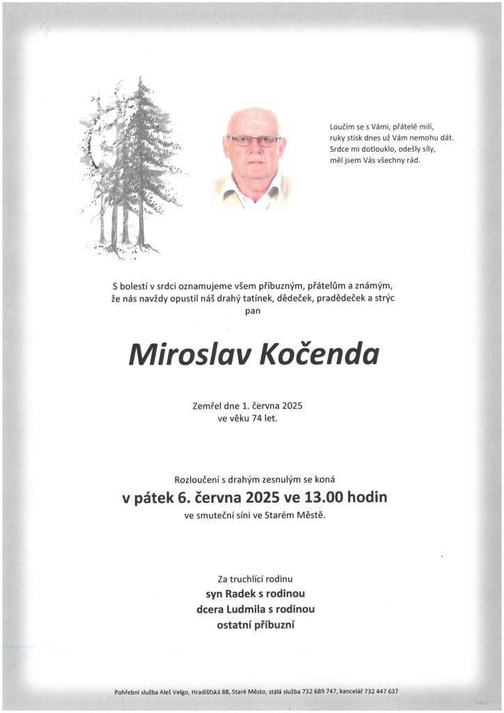 pan Miroslav Kočenda, 74 let