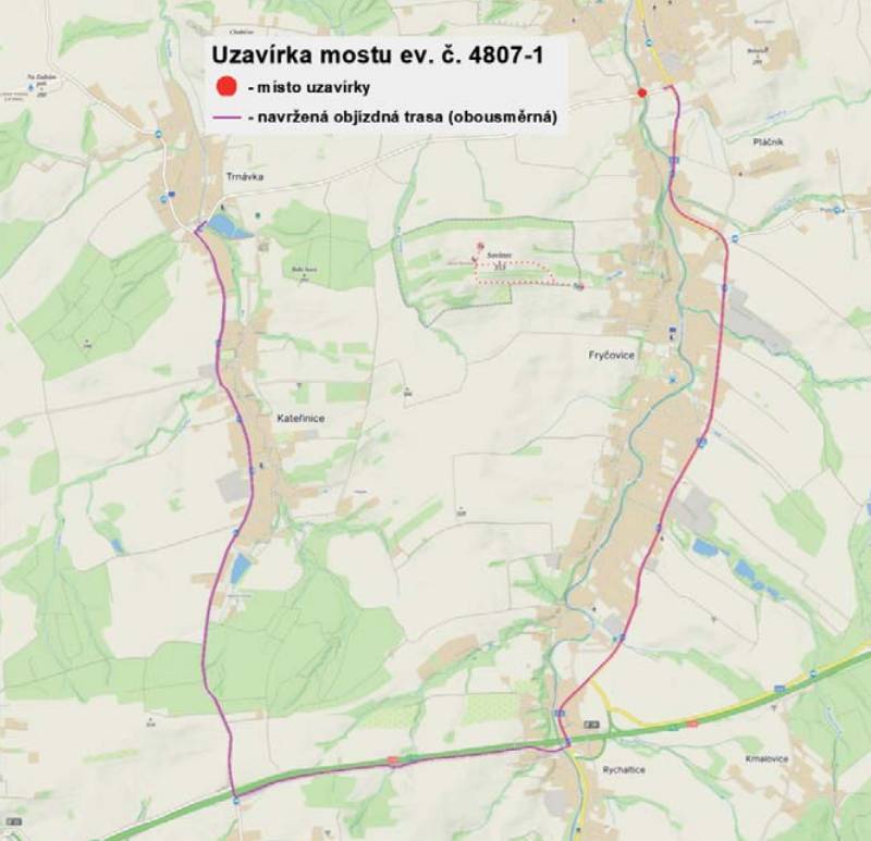 Informace o plánované uzavírce mostu.