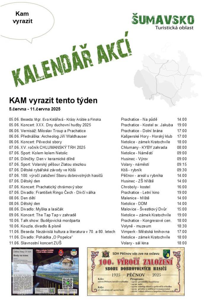 Kalendář akcí pro 23. týden 2025