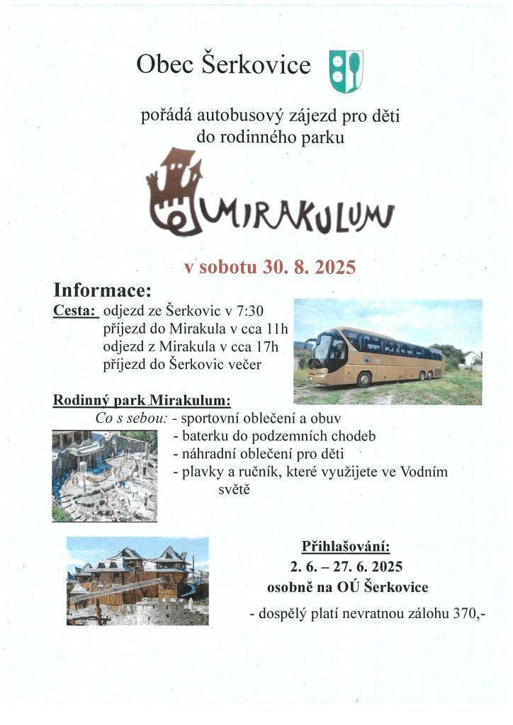 zájezd pořádaný obcí Šerkovice k ukončení prázdni