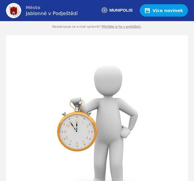 V pátek 6.6. bude z provozních důvodů městský úřad pro veřejnost uzavřen.Děkujeme za pochopení.