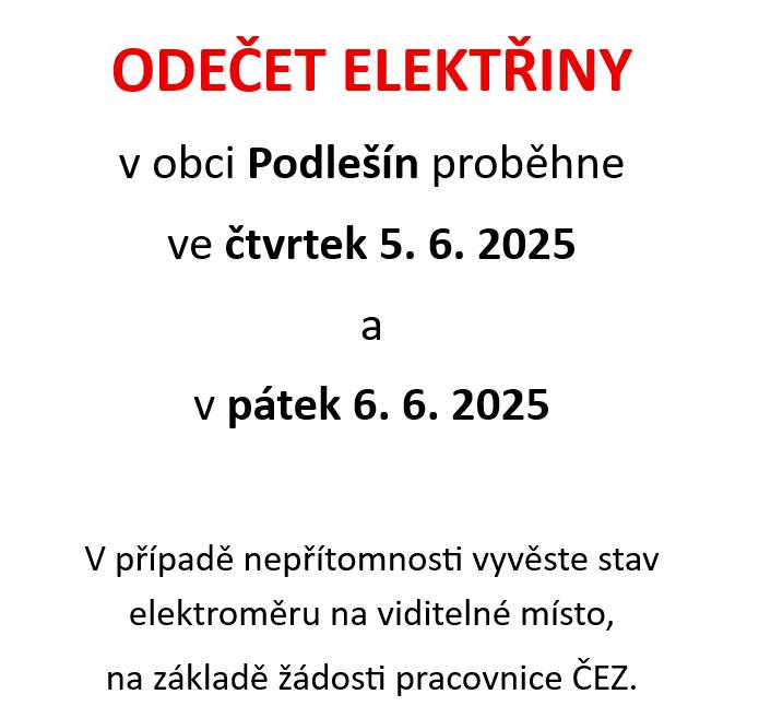 Odečet elektřiny v obci Podleší