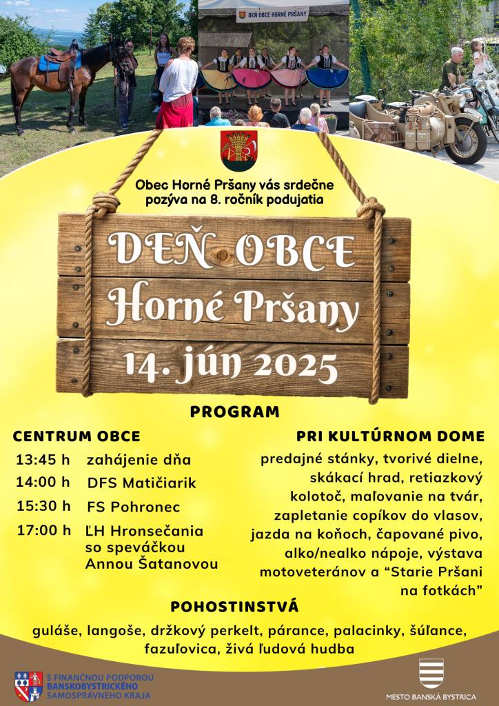 Obec Horné Pršany pozýva 14.júna na Deň obce.