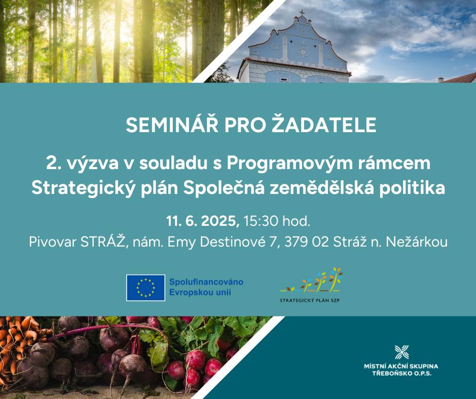 Zveme vás na seminář, který představí možnosti čerpání dotací v rámci 2. výzvy v souladu s Programovým rámcem Strategický plán Společná zemědělská politika