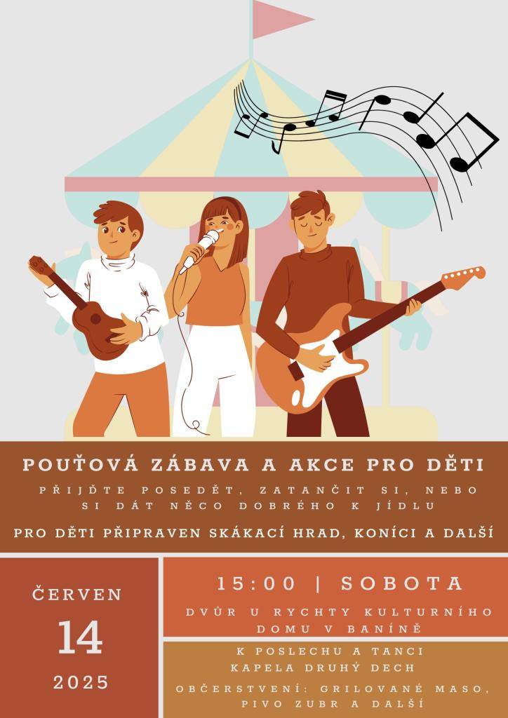 Pouťové posezení a akce pro děti v sobotu 14. června 2025 od 15:00