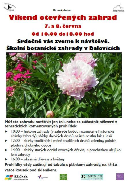 Zveme Vás na víkend otevřených zahrad v Dalovicích, který se koná 7. a 8. června od 10:00 do 18:00 hod. Přijďte si užít tematické prohlídky zaměřené na historii zahrady, sbírky rostlin a okrasné dřeviny.