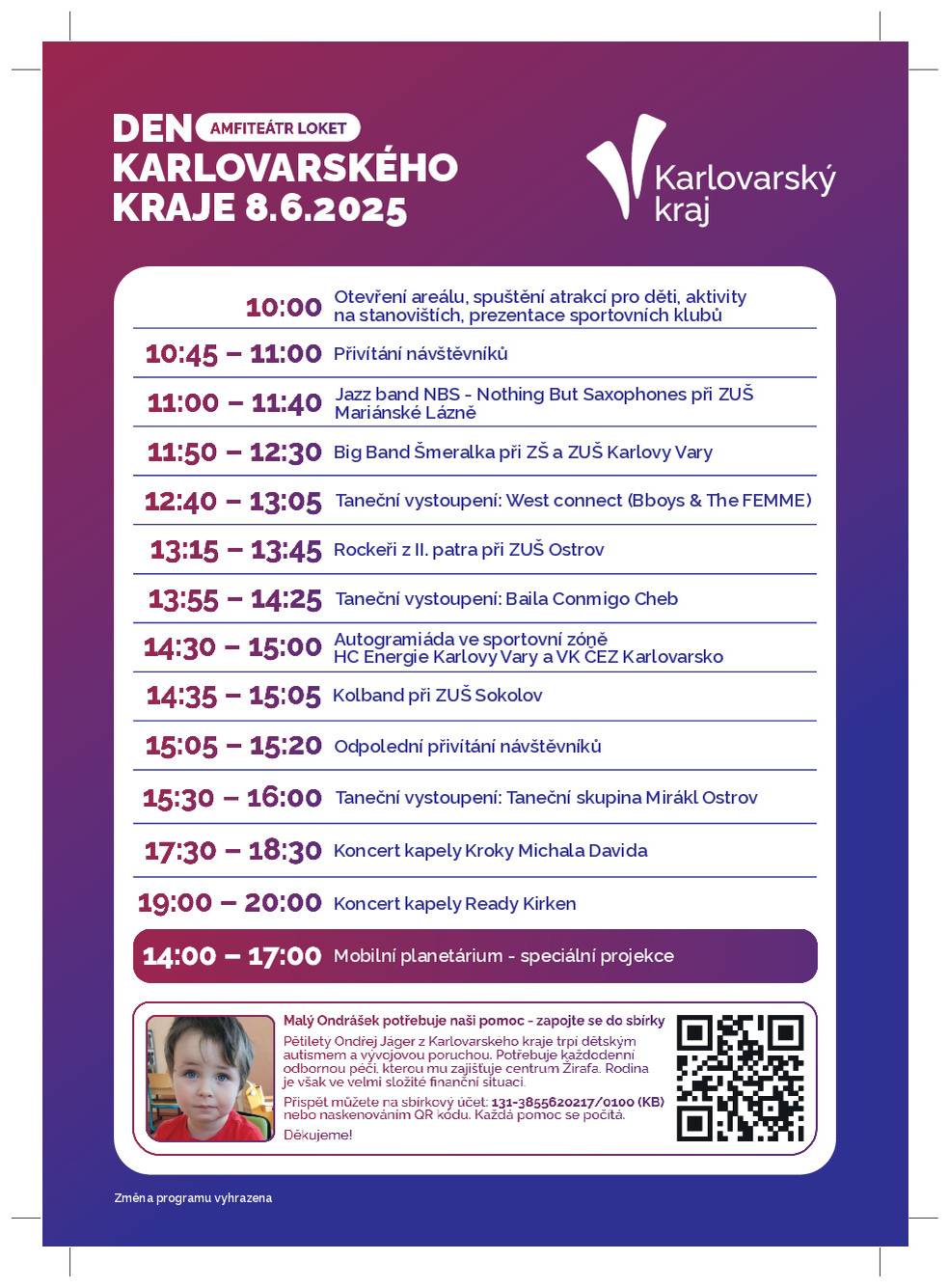 Den Karlovarského kraje již tuto neděli 8.6.2025 v Amfiteátru Loket.