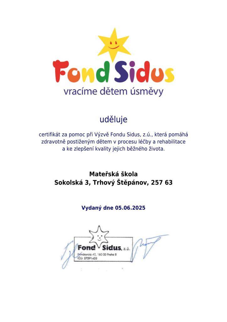 Děkujeme všem, kteří se zapojili do projektu Fond Sidus zakoupením svítících náramků.