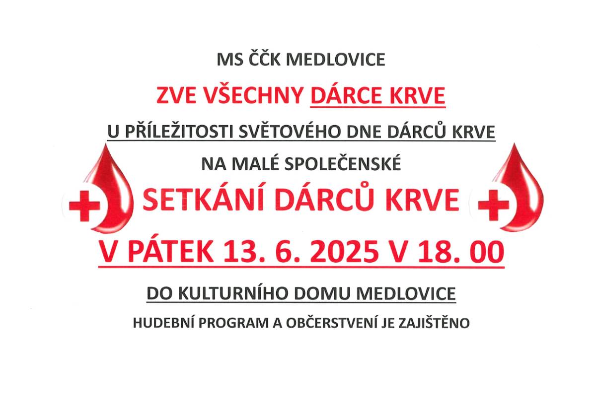 V pátek 13.6.2025 od 18:00 na KD Medlovice.
