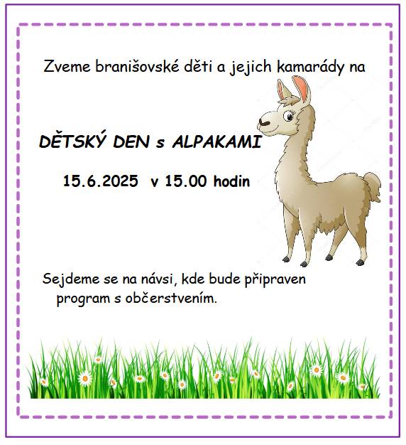 Zveme všechny děti v neděli 15.6.2025 v 15.00 na dětský den. Vstupné zdarma.