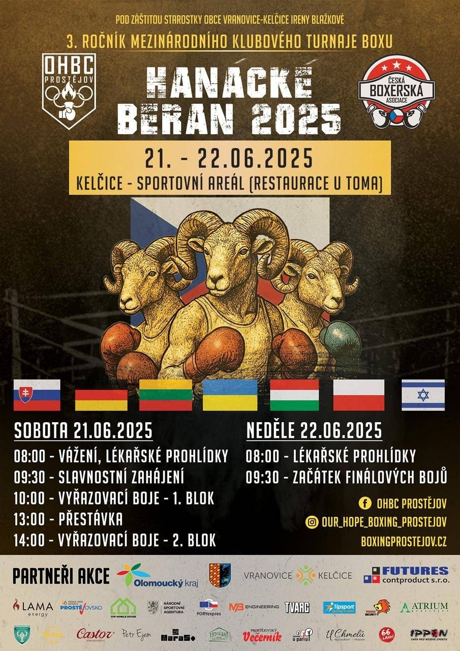 3. ročník mezinárodního klubového turnaje boxu se blíží. Přijďte fandit nadějným sportovcům, kteří se utkají v ringu na půdě naší obce. Občerstvení zajištěno.