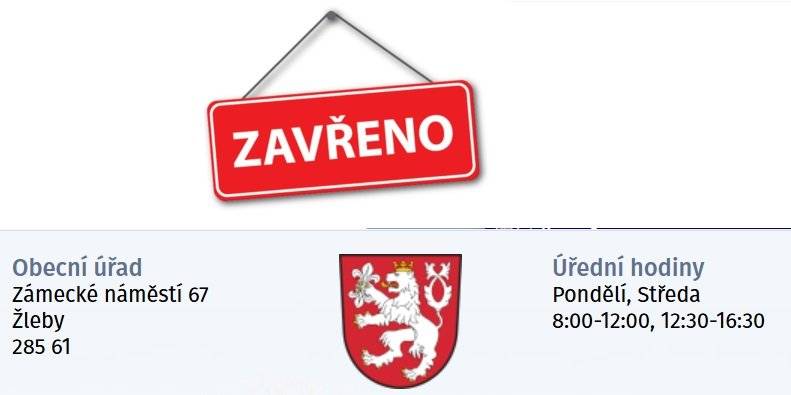 Obecní úřad Žleby informuje, že Matrika/Czechpoint bude uzavřena 11. a 12. 6. z důvodu čerpání dovolené.