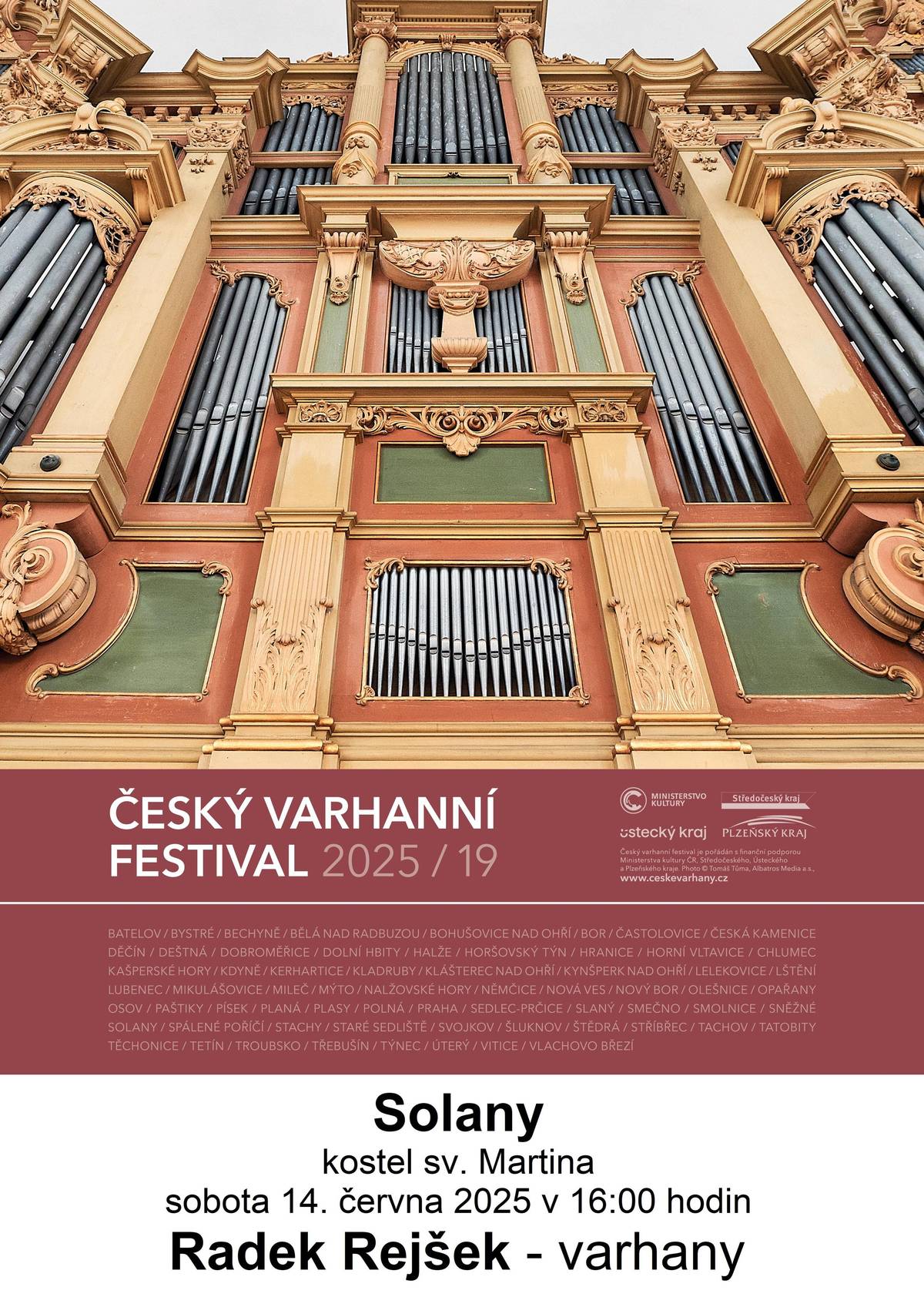 V rámci Českého varhanního léta proběhne v sobotu 14. června 2025 od 16:00 hod. v kostele Sv.Martina v Solanech varhanní koncert, na který srdečně zveme všechny občany.