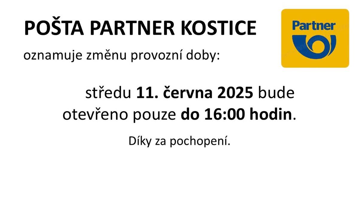 Ve středu 11.6.2025 bude otevřeno pouze do 16:00 hodin.