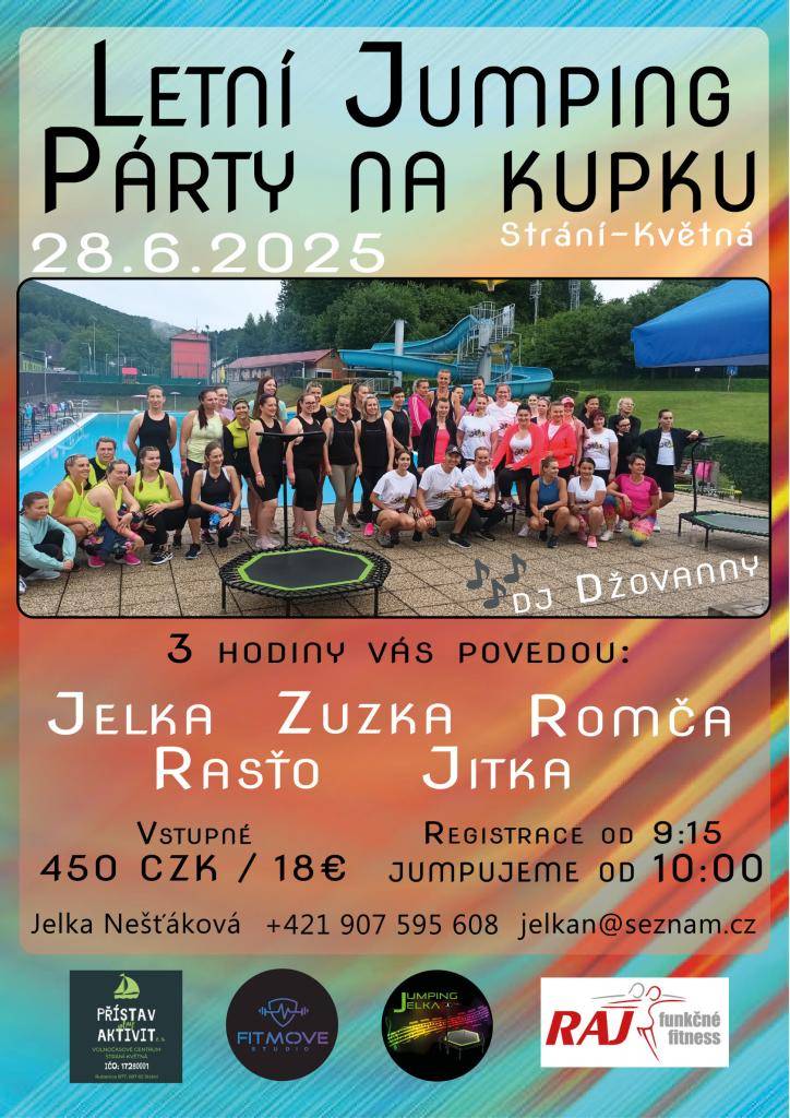 Pořadatelé zvou na LETNÍ JUMPING PARTY NA KUPKU, sobota 28.6.2025 na Koupališti Strání-Květná.