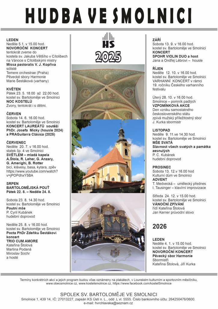 Nová koncertní sezóna koncertů ve Smolnici.