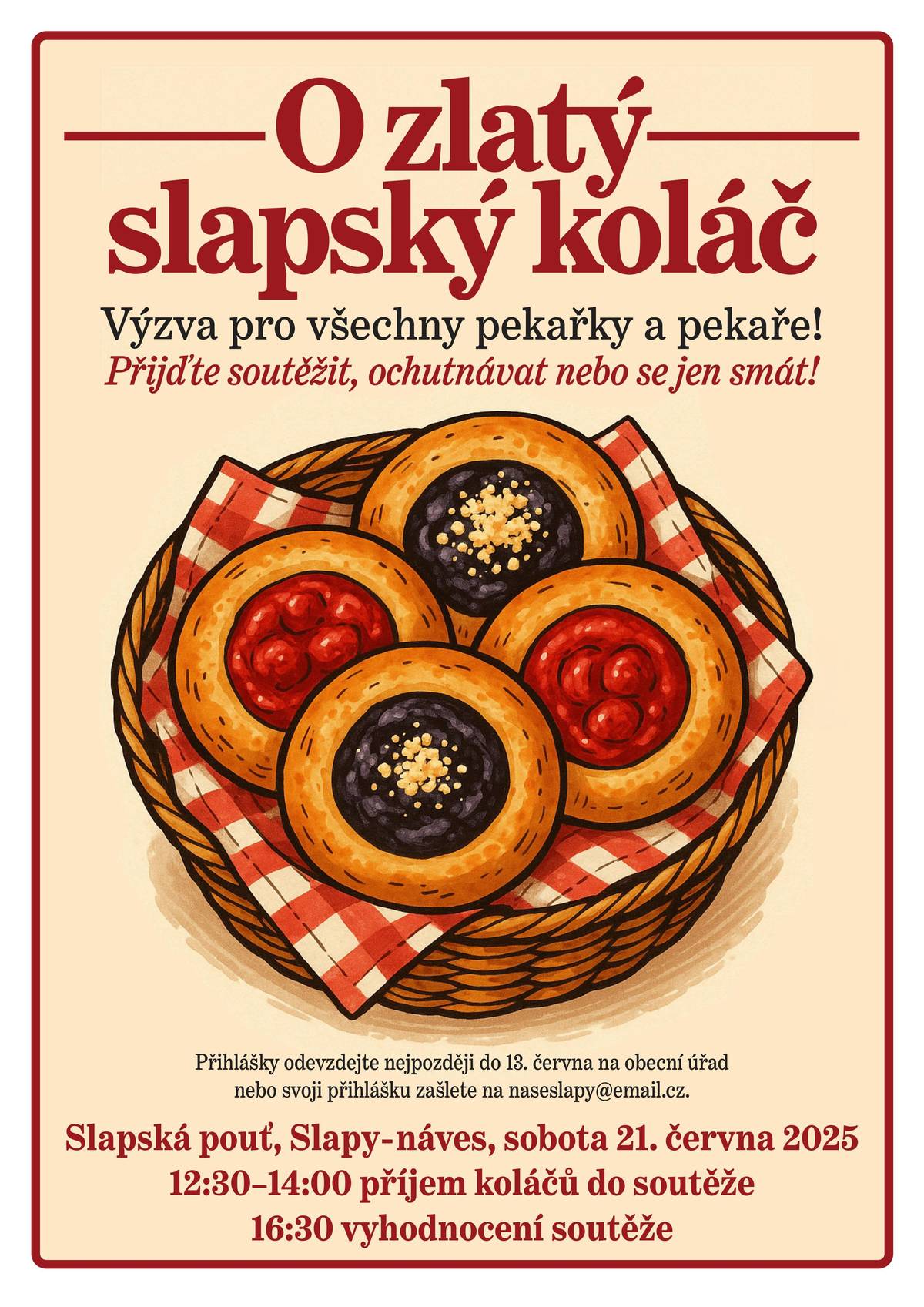 Výzva pro všechny pekařky a pekaře!  21. června na slapské pouti