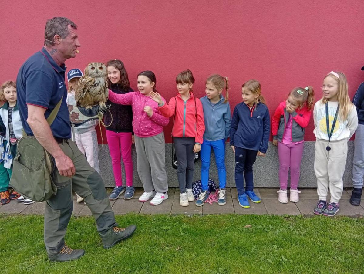 Přehlídka dravců před kulturním domem