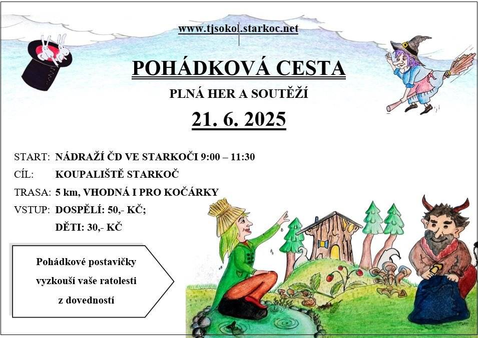 Starkoč 21.6.2025 -start nádraží 9,00 - 11,30, cíl koupaliště Starkoč.
