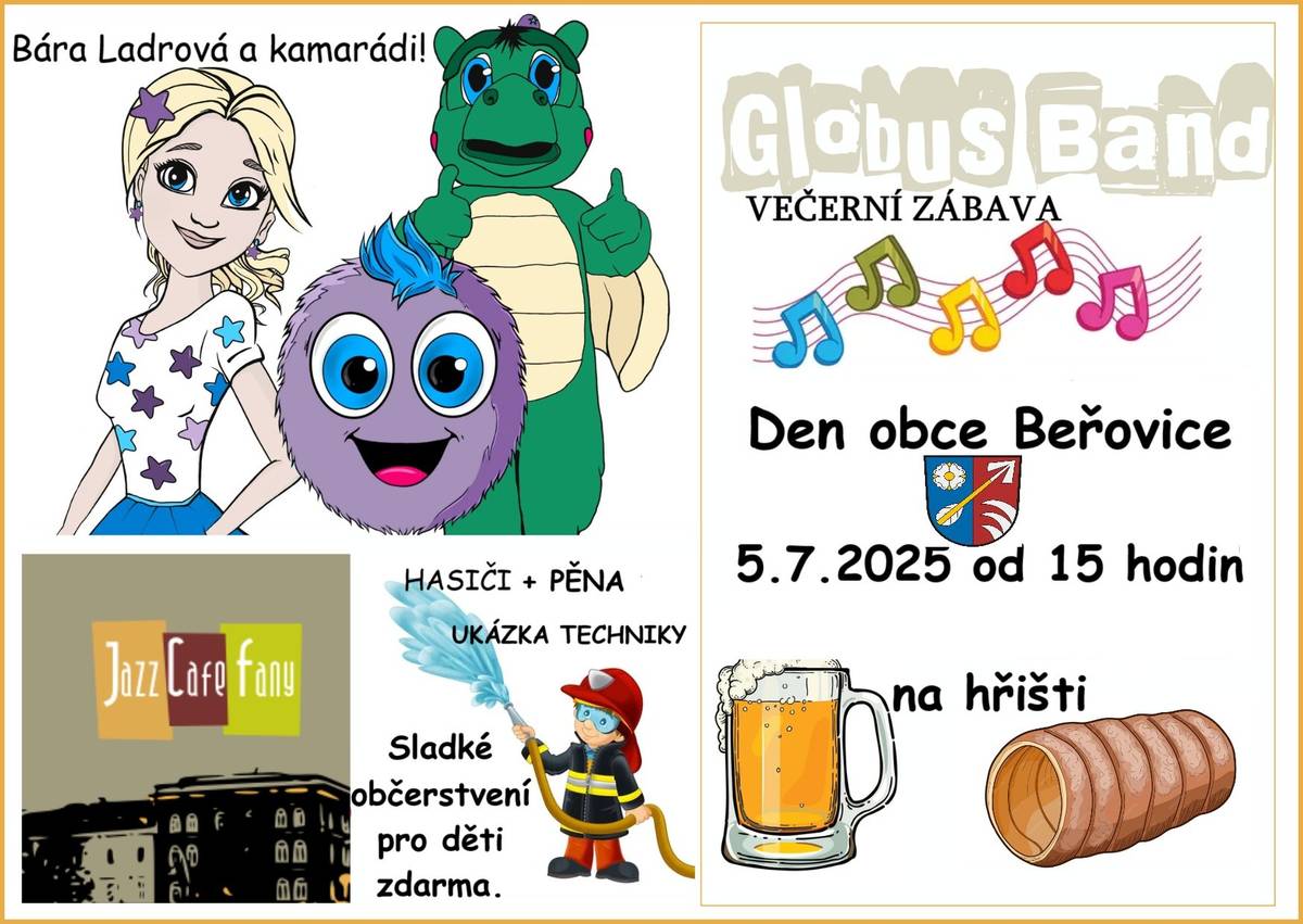 Srdečně vás zveme na den obce, který se koná v sobotu 5.7.2025 od 15:00.