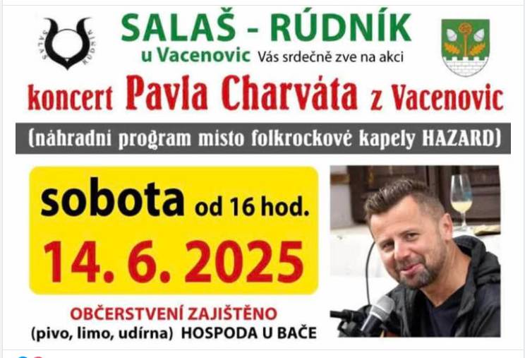 Přijďte na salaš, kytara a výborný zpěvák k tomu.  Něco dobrého na zub a k pití se také najde.  Sobota 14.6.2025  Všichni jsou srdečně zváni