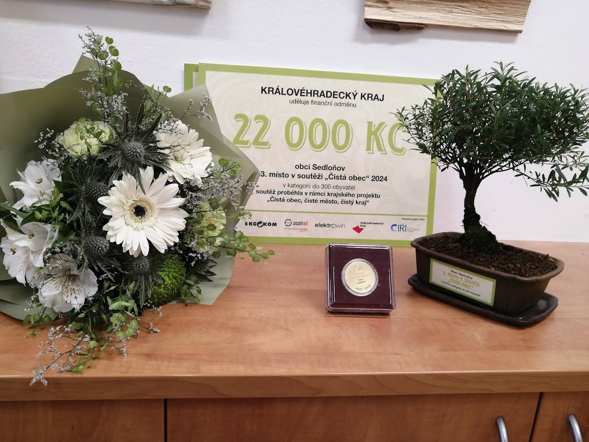 Obec Sedloňov získala v soutěži Čistá obec 2024 v kategorii do 300 obyvatel 3. místo. Soutěž proběhla v rámci krajského projektu "Čistá obec, čisté město, čistý kraj.