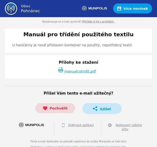 U hasičárny je nově přistaven kontejner na použitý, nepotřebný textil.