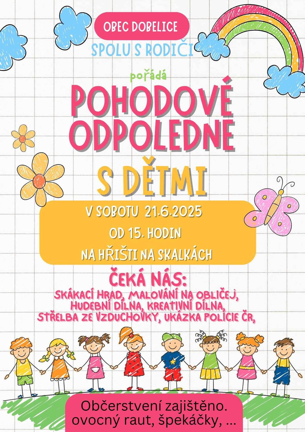 Zveme nejen děti na pohodové odpoledne na hřišti. Vstupné dobrovolné. Občerstvení zajištěno...