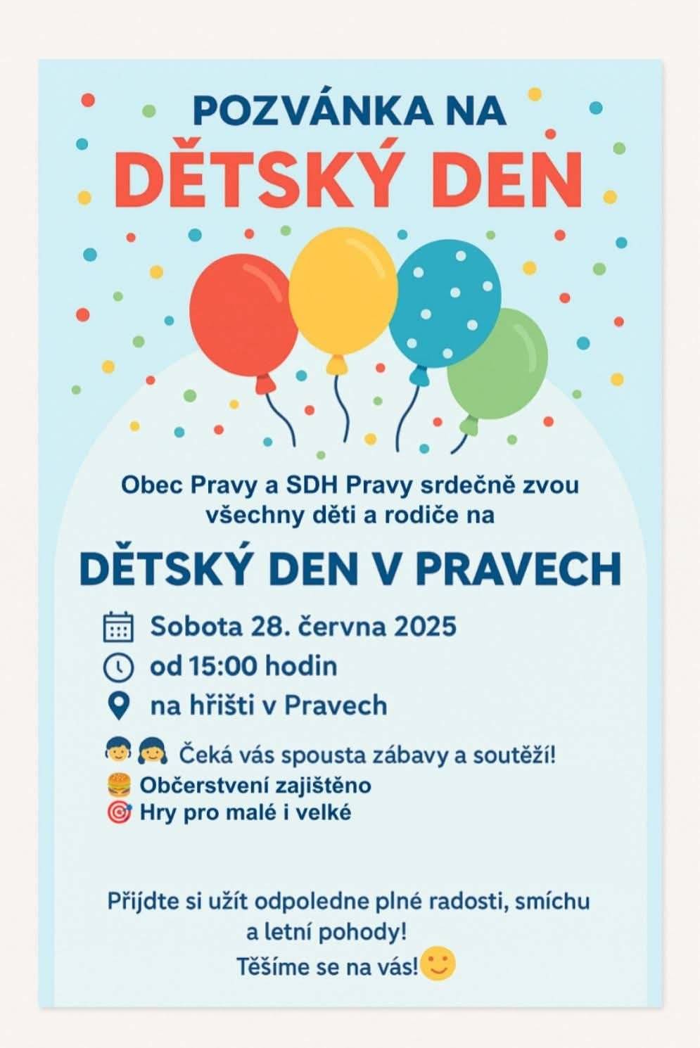 dne 28. 6. 2025  od 15 na Dětském hřišti