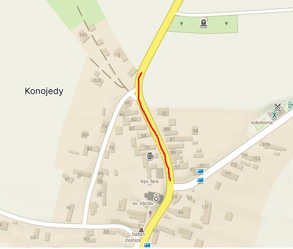 II.etapa - od kostela na konec obce - směr Kostelec n.Č.lesy - ve dnech 12.6.2025 - 20.6.2025