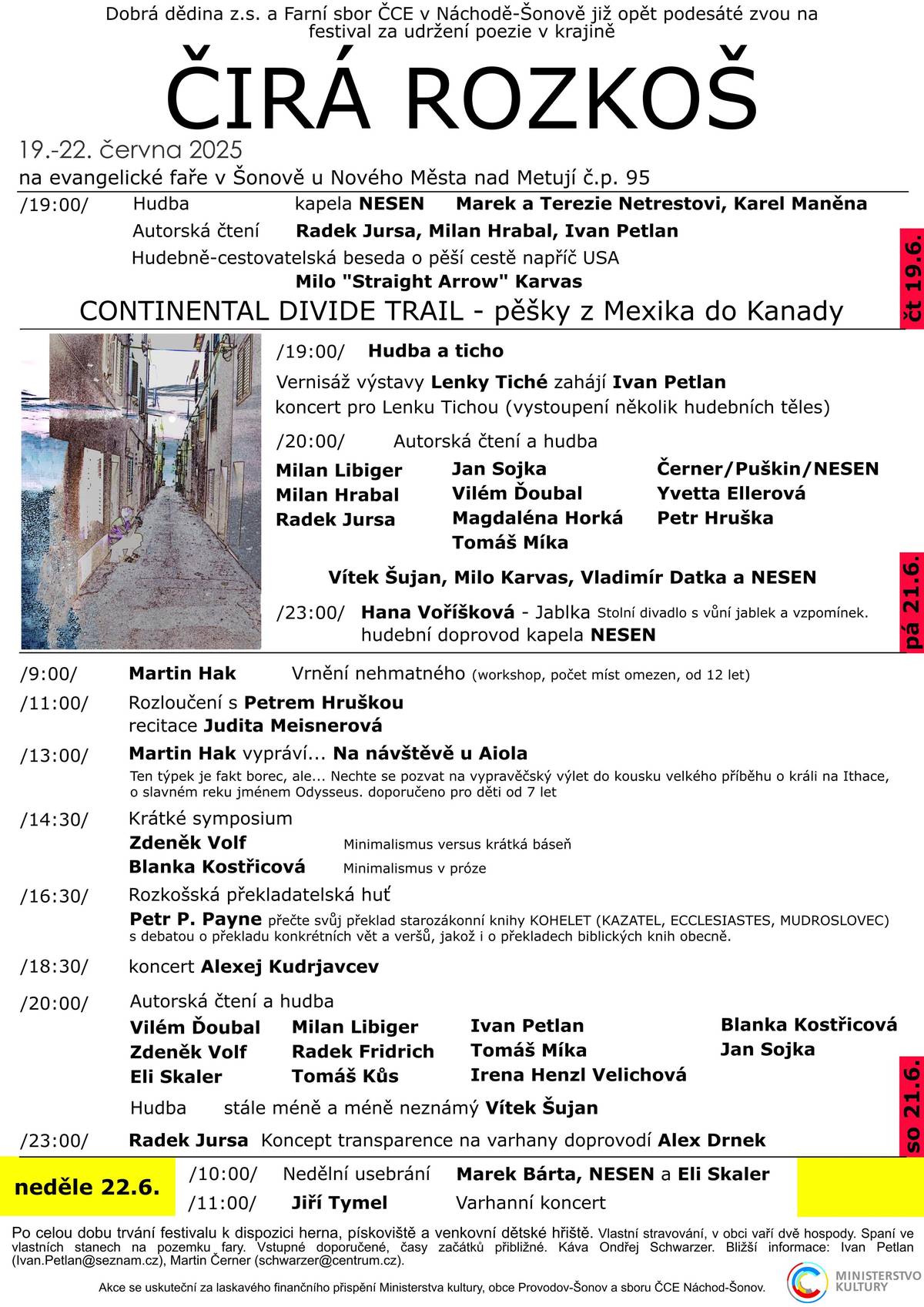 Vážení přátelé, rádi jménem pořadatelů zveme na místní festival poezie ČIRÁ ROZKOŠ. Přejeme pohodový slunečný víkend🌞. #obecprovodovsonov #aktuality