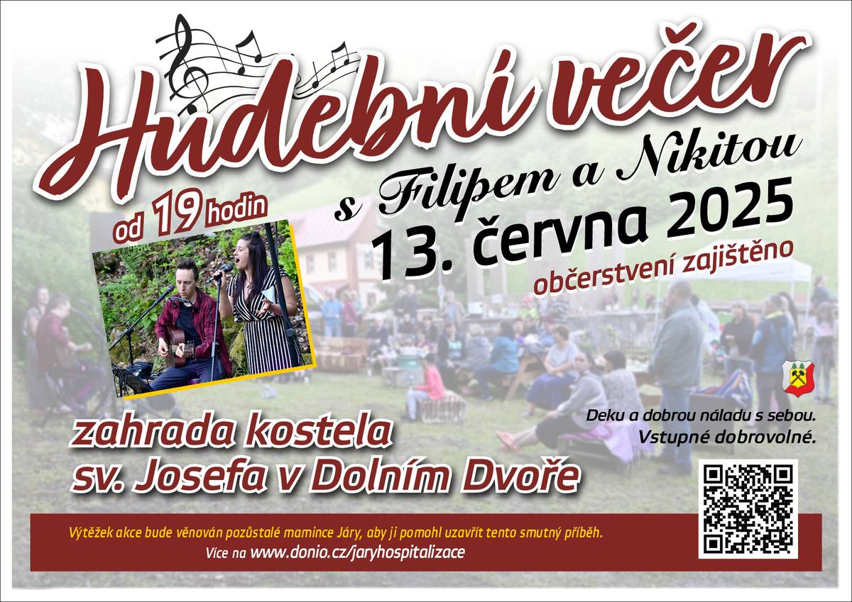 Hudební večer v zahradě kostela sv.Josefa v Dolním Dvoře 13.6.2025