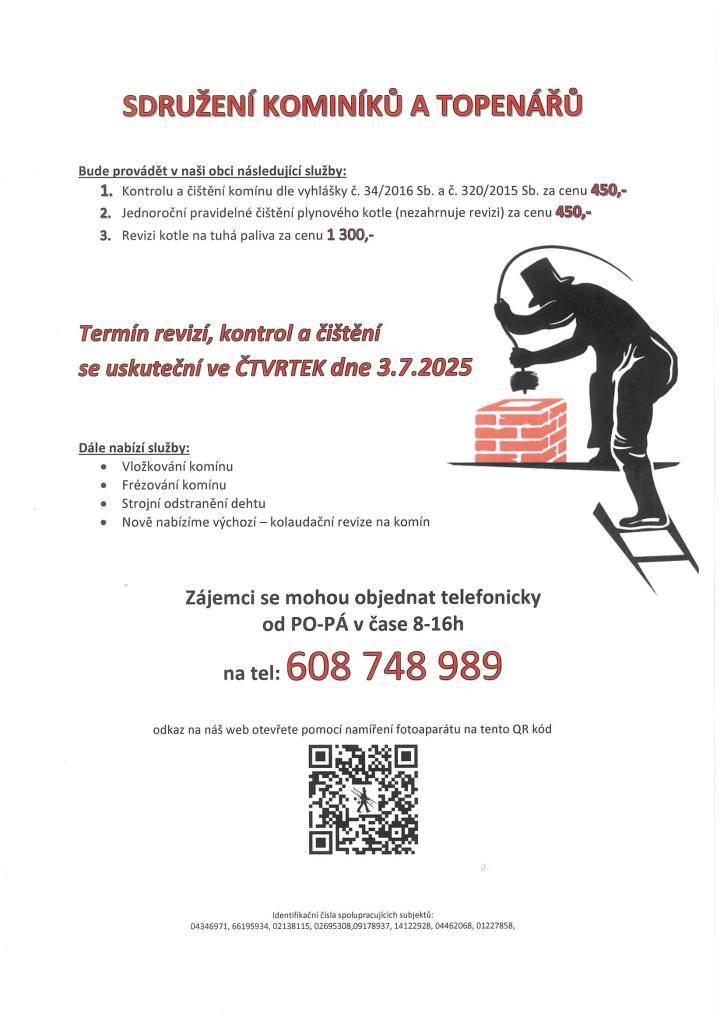 revize, kontroly a čištění komínů