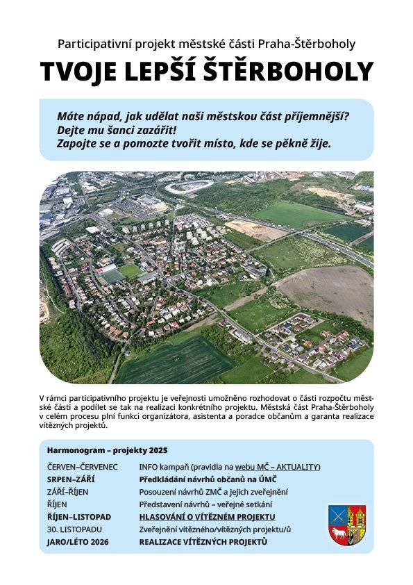 PRAVIDLA PRO VEŘEJNOST, JAK SE ZAPOJIT DO TÉTO AKCE MČ PRAHA ŠTĚRBOHOLY NALEZNETE NA: https://www.sterboholy.cz/urad-mestske-casti/aktuality/tvoje-lepsi-sterboholy