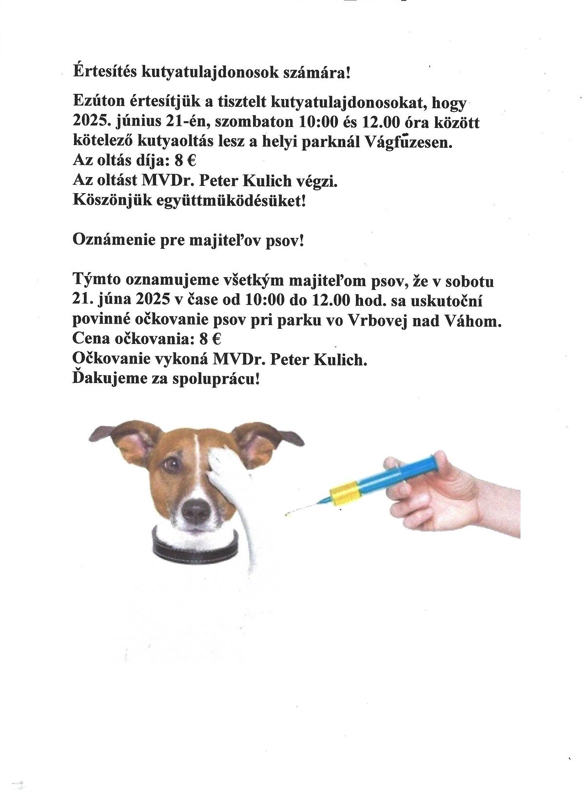 Oznam - Értesítés