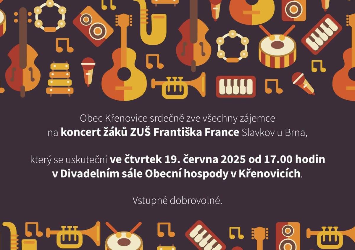 Přijďte podpořit mladé umělce z Křenovic a okolí 🎺🎻