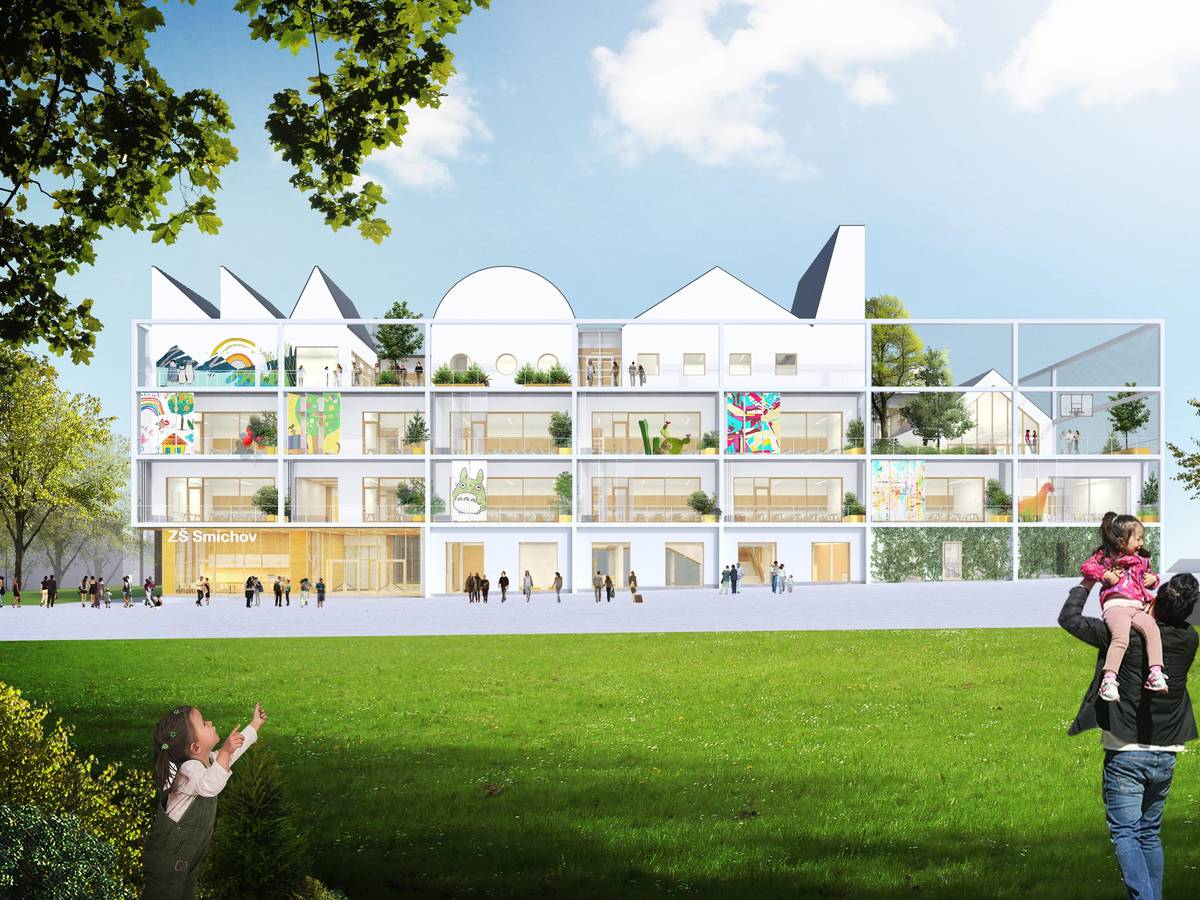 Zastupitelstvo Prahy 5 v úterý schválilo žádost Praze o odejmutí správy dvou budov ve Vltavské ulici, kde sídlí soukromé vysoké školy. Hlavní město jejich prostřednictvím bude řešit problémy s nedostatečnou kapacitou středních škol.  Metropoli by na základě rozhodnutí městské části měly připadnout také pozemky v části bývalého nákladového nádraží na Smíchově, kde developer buduje čtvrť Smíchov City. Díky tomu hlavní město zajistí výstavbu nové ZŠ Smíchov City, přičemž po dokončení bude i se sportovišti svěřena do správy páté městské části. Podrobnější informace najdete v článku na stránkách MČ Praha 5. Vizualizace nové ZŠ Smíchov City: