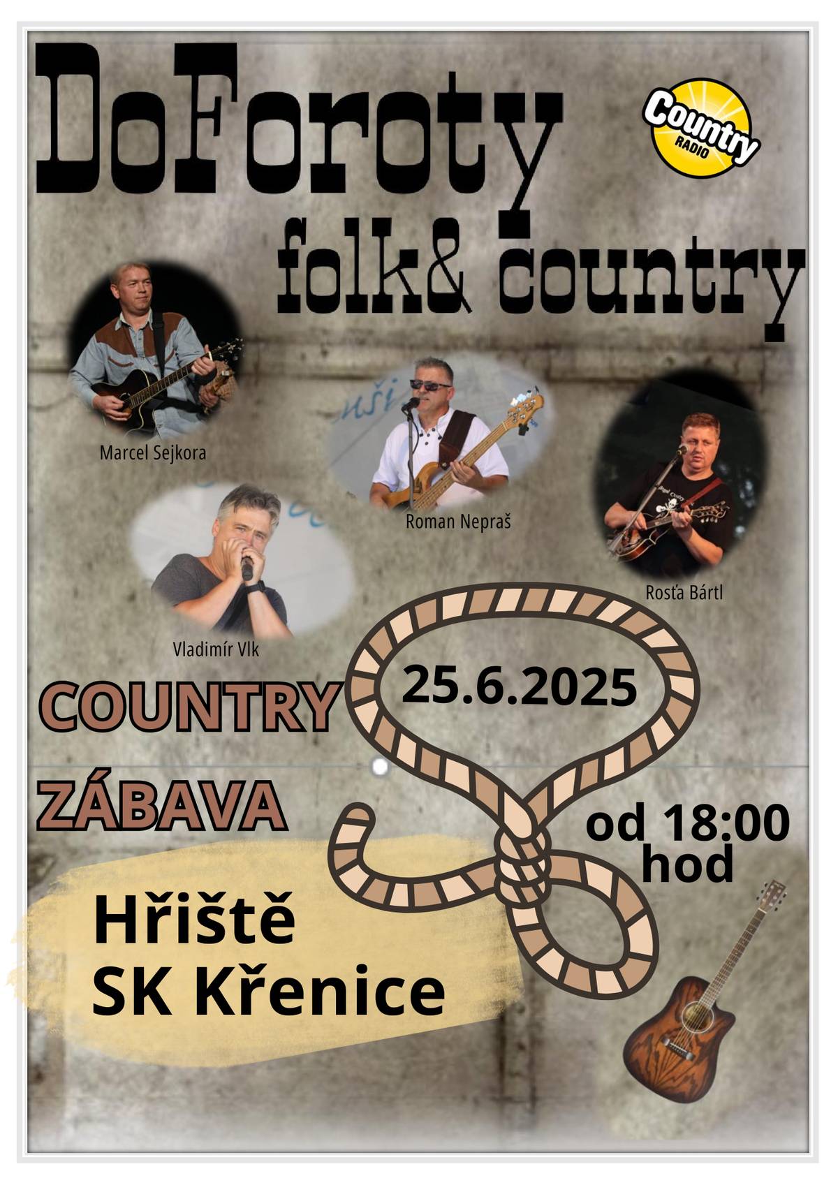 Zveme Vás na další country večer s naší kapelou DoForoty na hřiště ve Křenici.