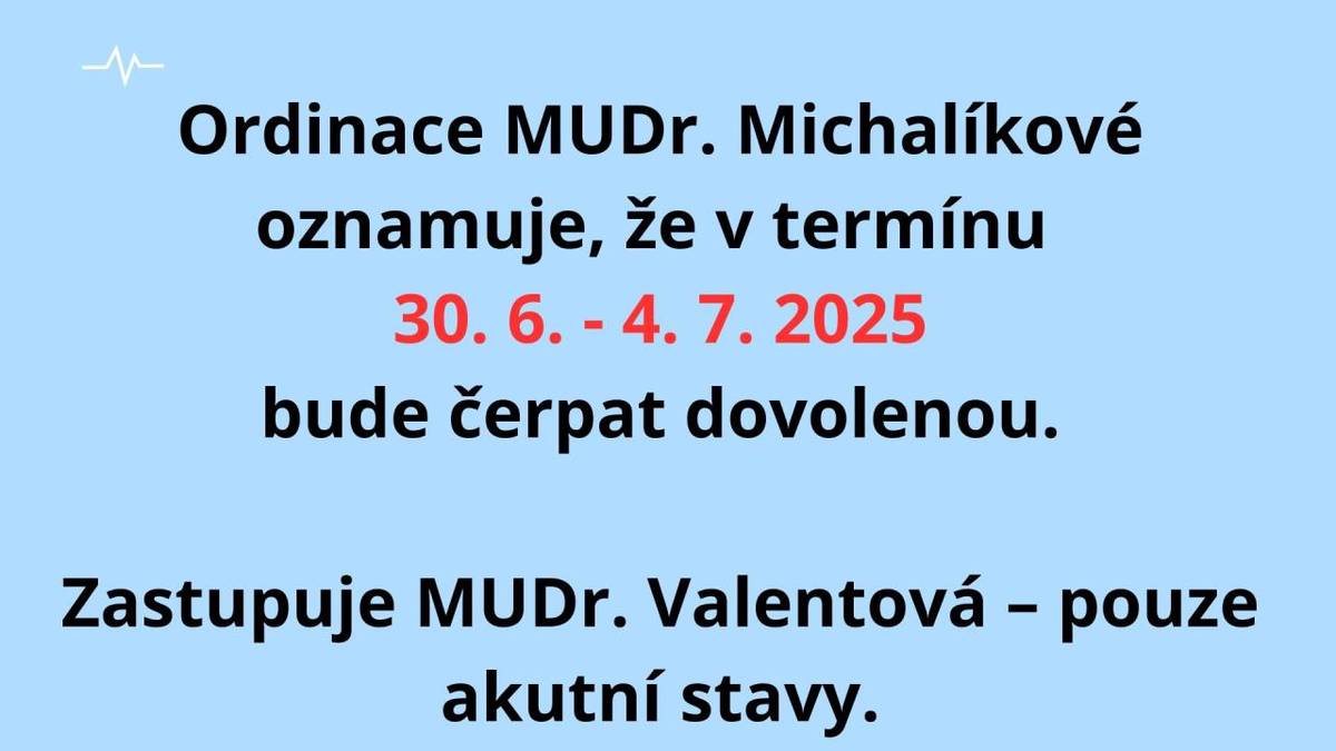 Dovolená 30.6. - 4.7.2025