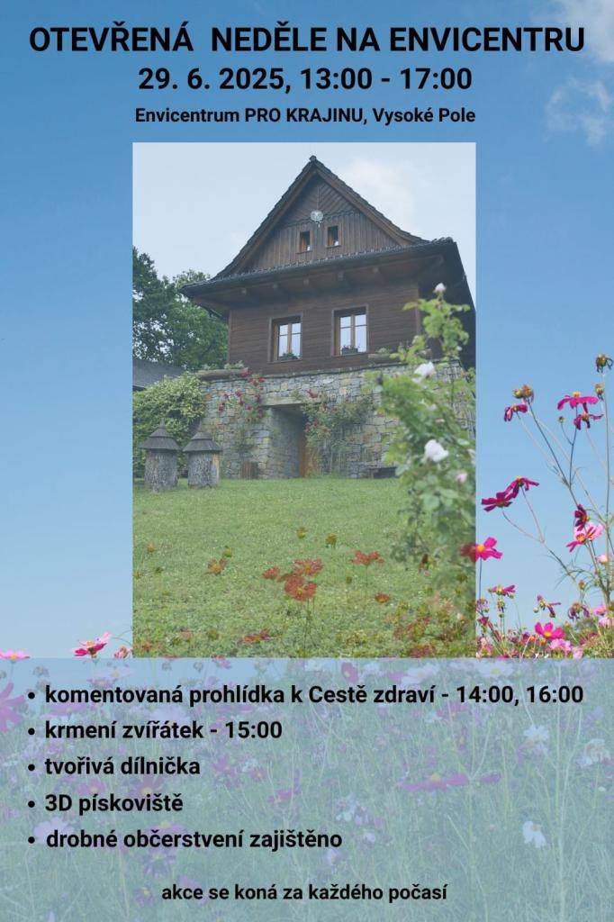 Srdečně Vás zveme na Otevřenou neděli na Envicentru, která se uskuteční 29. 6. 2025 od 13 do 17 hodin.