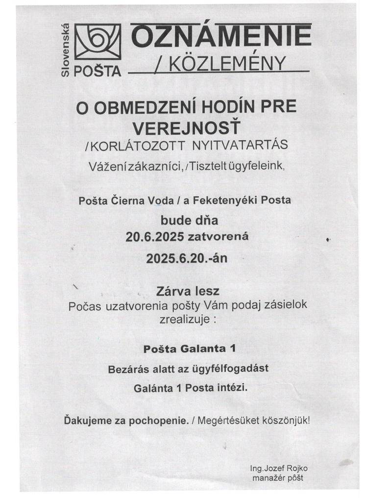 Oznámenie   Értesítés