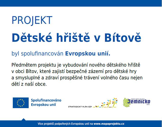 Dětské hřiště v Bítově je oficiálně otevřeno pro veřejnost!
