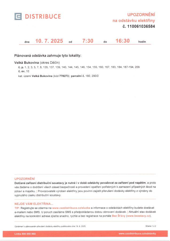 Určené lokality Velká Bukovina