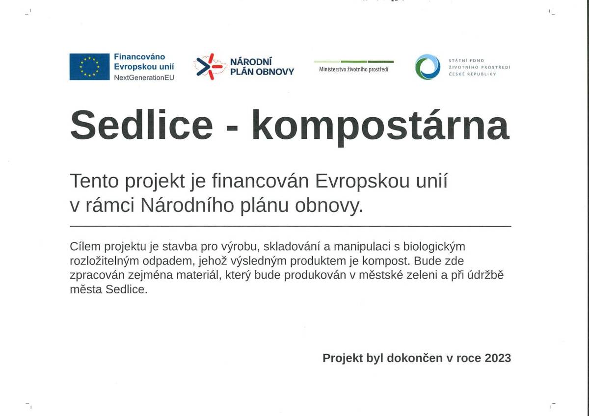 Poskytnutí finančních prostředků ve výši 1 818 938,80 Kč ze Státního fondu životního prostředí ČR v rámci Národního plánu obnovy