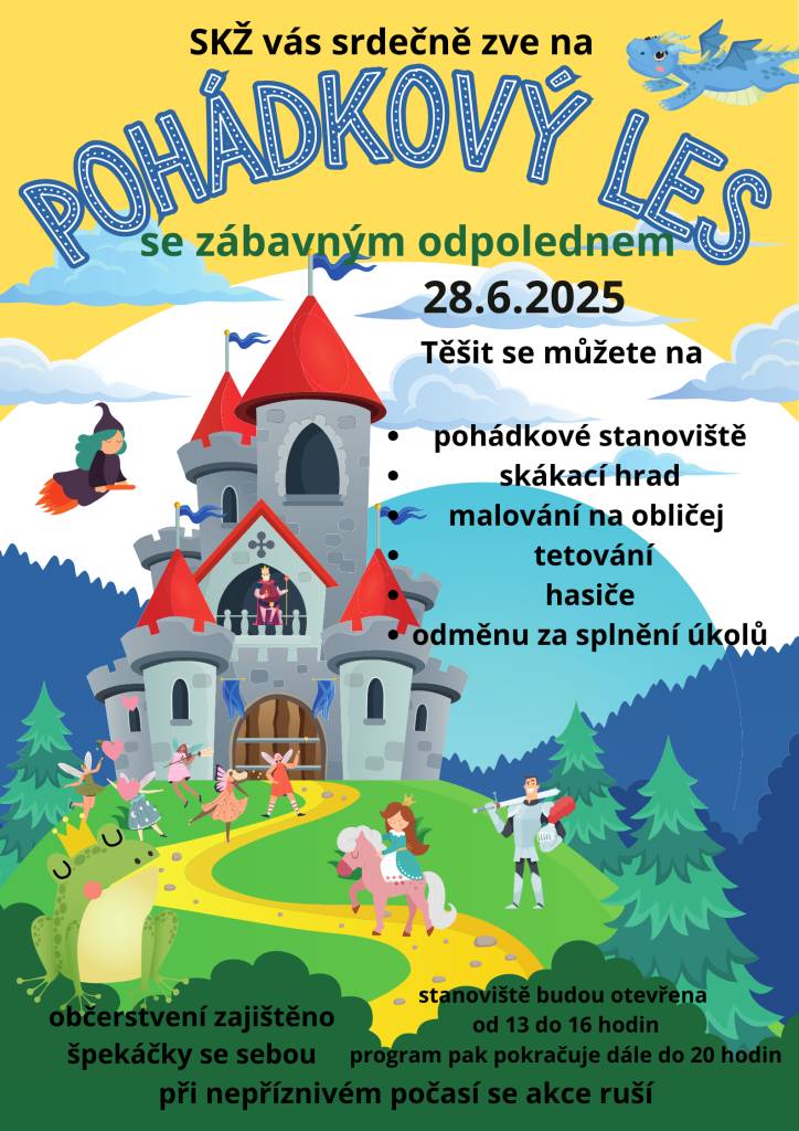 Spolek klentnických žen zve na akci Pohádkový les, která se uskuteční na fotbalovém hřišti pod hradem v Klentnici. Těšit se můžete na pohádková stanoviště, skákací hrad, malování na obličej a další aktivity pro děti.